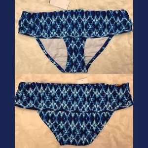 NEW $64 Jessica Simpson Ikat Foldover Bikini Bottom Blue Navy [SZ Small‎ ]